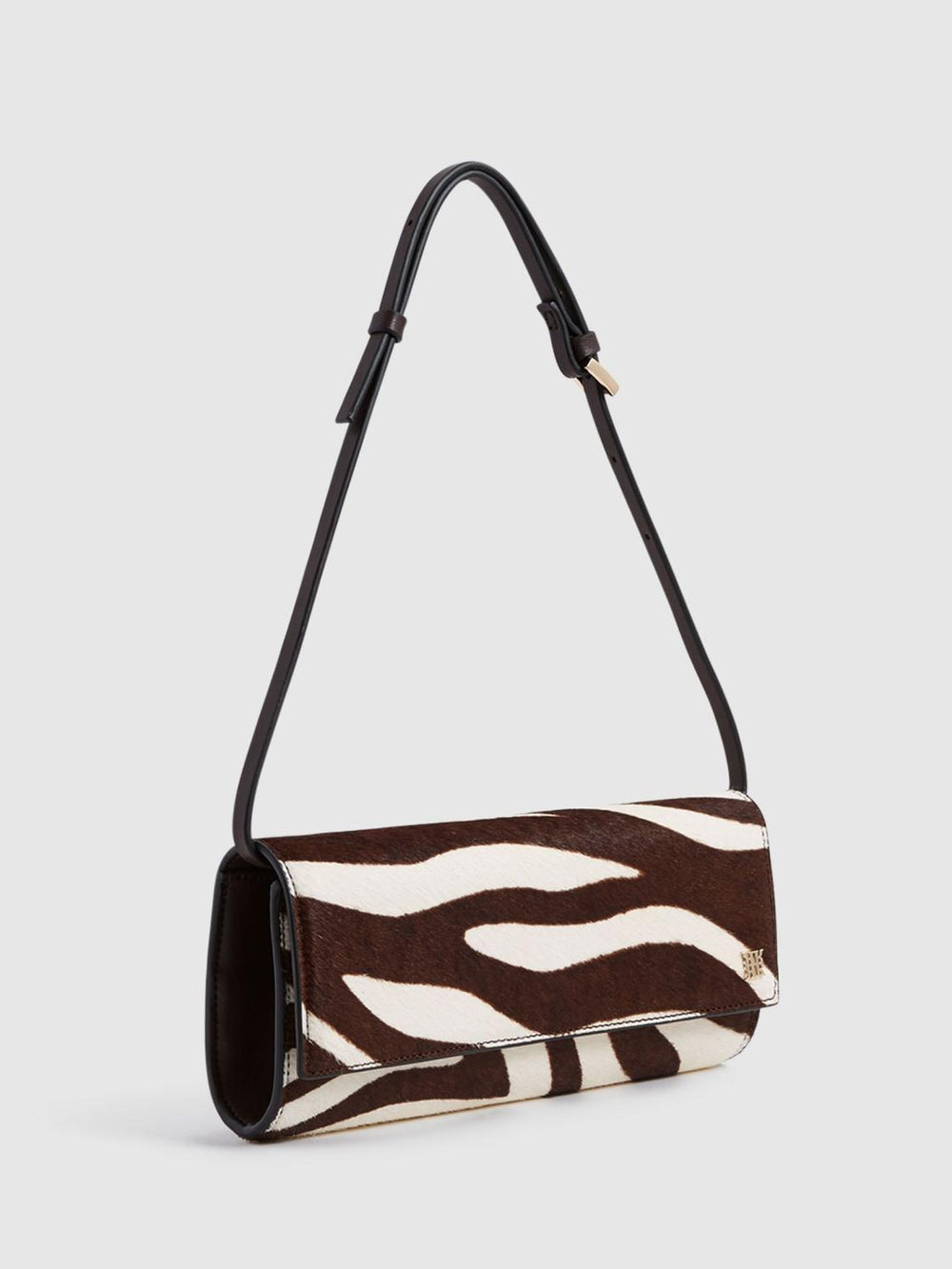 Reiss Bags | Dakota Zebra Calf Hair Baguette Bag Mocha - Women