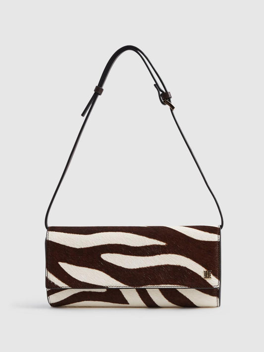 Reiss Bags | Dakota Zebra Calf Hair Baguette Bag Mocha - Women