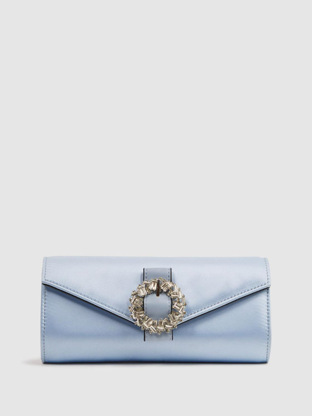 Reiss Bags | Delphine Diamanté Buckle Satin Clutch Off White - Women