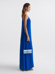 Reiss Bags | Delphine Diamanté Buckle Satin Clutch Off White - Women