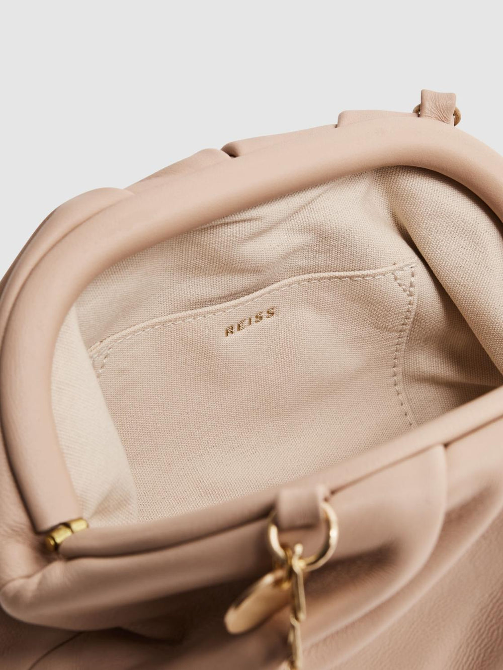 Reiss Bags | Elsa Nappa Leather Clutch Bag Blush - Women