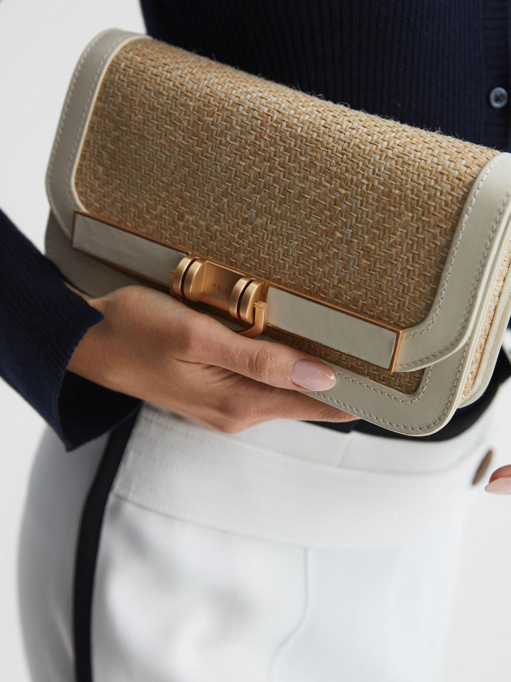 Reiss Bags | Lexi Clutch Small Raffia Clutch Bag Natural/off White - Women