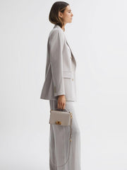 Reiss Bags | Oxford Grained Leather Mini Cross-Body Bag Grey - Women