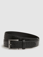 Reiss Belts | Albany Leather Belt Black/gunmetal - Men