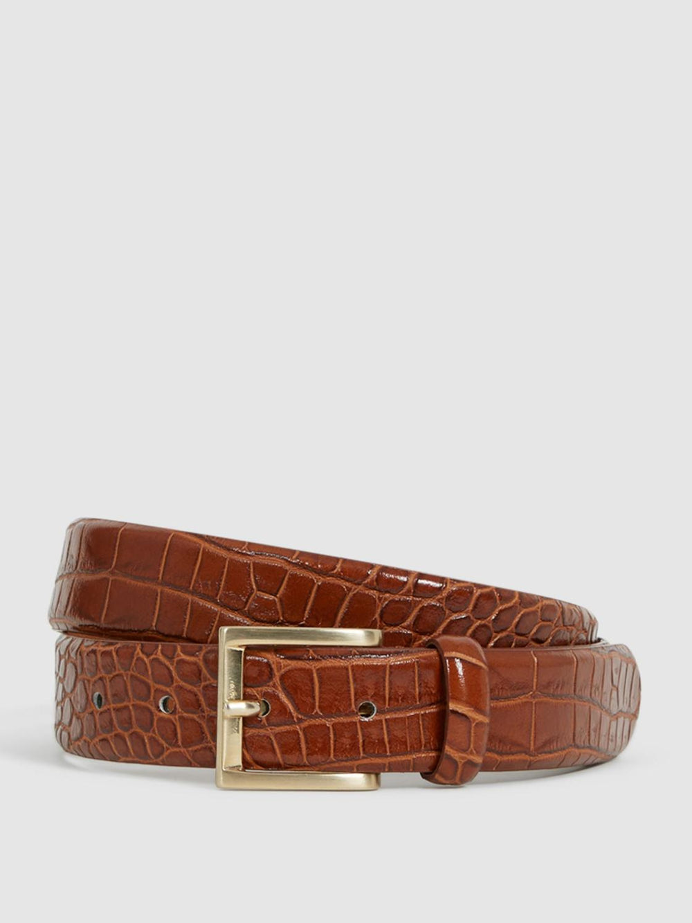 Reiss Belts | Albany Leather Belt Black/gunmetal - Men