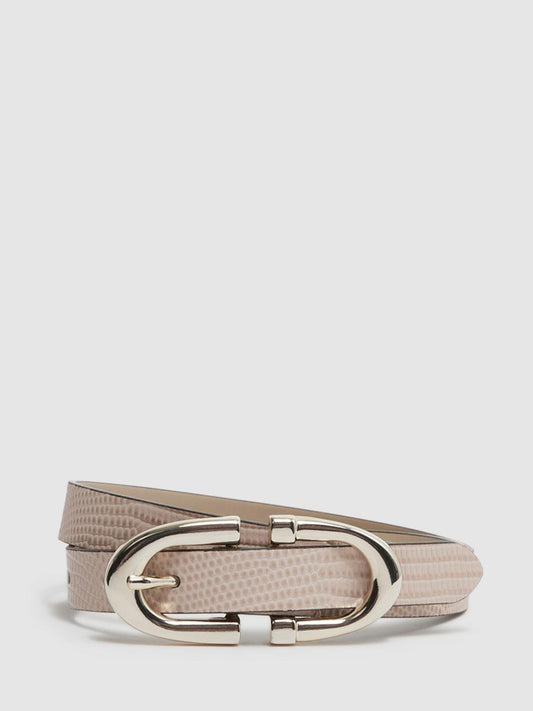 Reiss Belts | Bailey Horseshoe Buckle Leather Belt Blush - Women