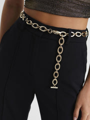 Reiss Belts | Camilla Oval Chain Belt Gold - Women