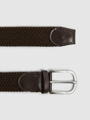 Reiss Belts | Elmont Woven Belt Dark Brown - Men