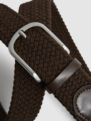 Reiss Belts | Elmont Woven Belt Dark Brown - Men