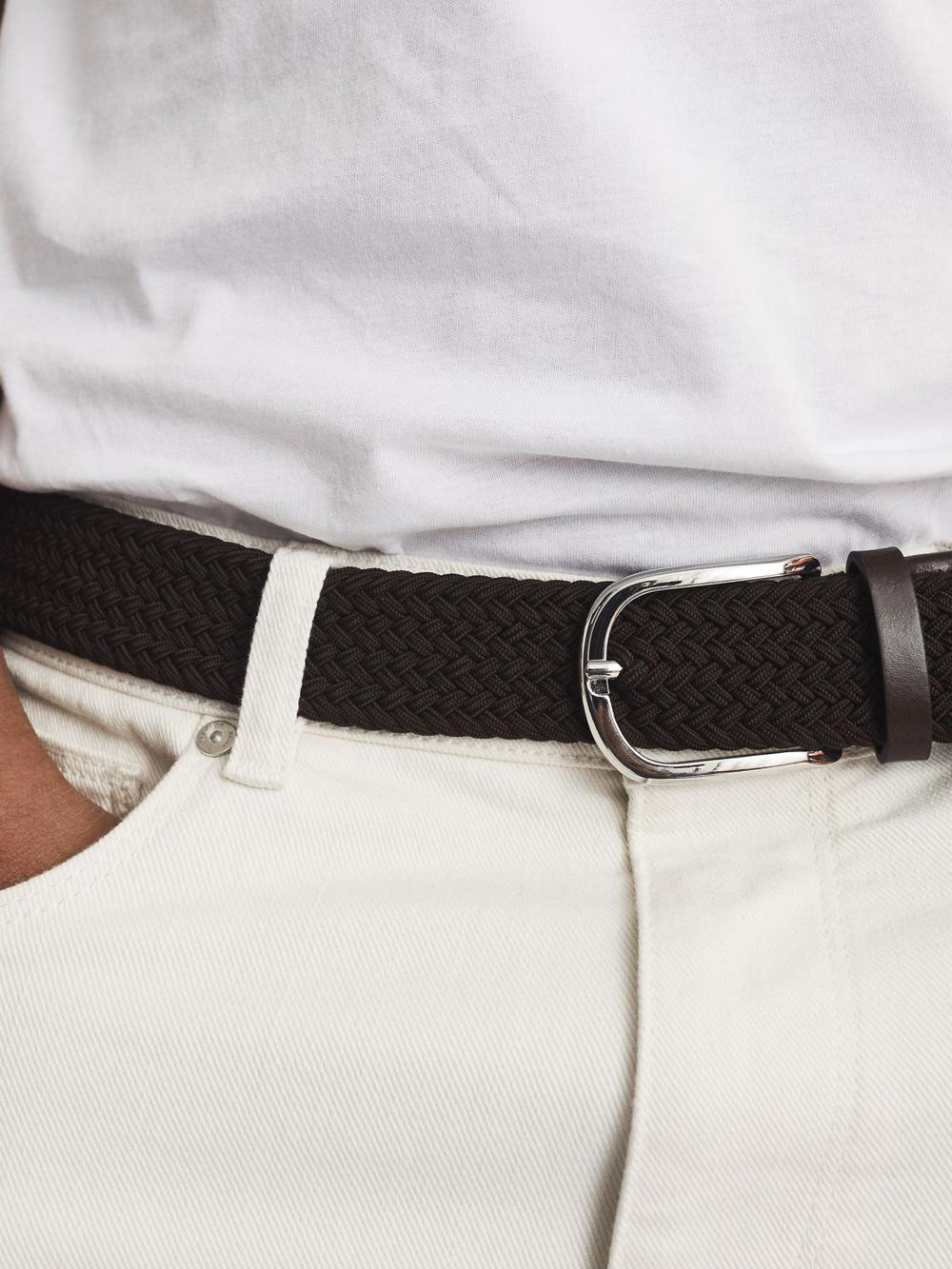 Reiss Belts | Elmont Woven Belt Mid Brown - Men