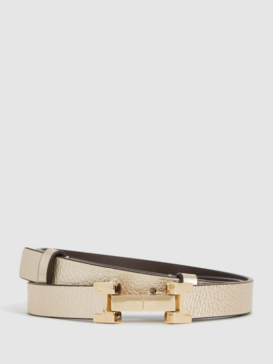 Reiss Belts | Hayley Leather Square Hinge Belt Black - Women