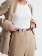 Reiss Belts | Hayley Leather Square Hinge Belt Chocolate/ecru - Women
