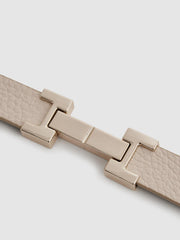 Reiss Belts | Hayley Leather Square Hinge Belt Stone - Women