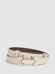 Reiss Belts | Hayley Leather Square Hinge Belt Stone - Women