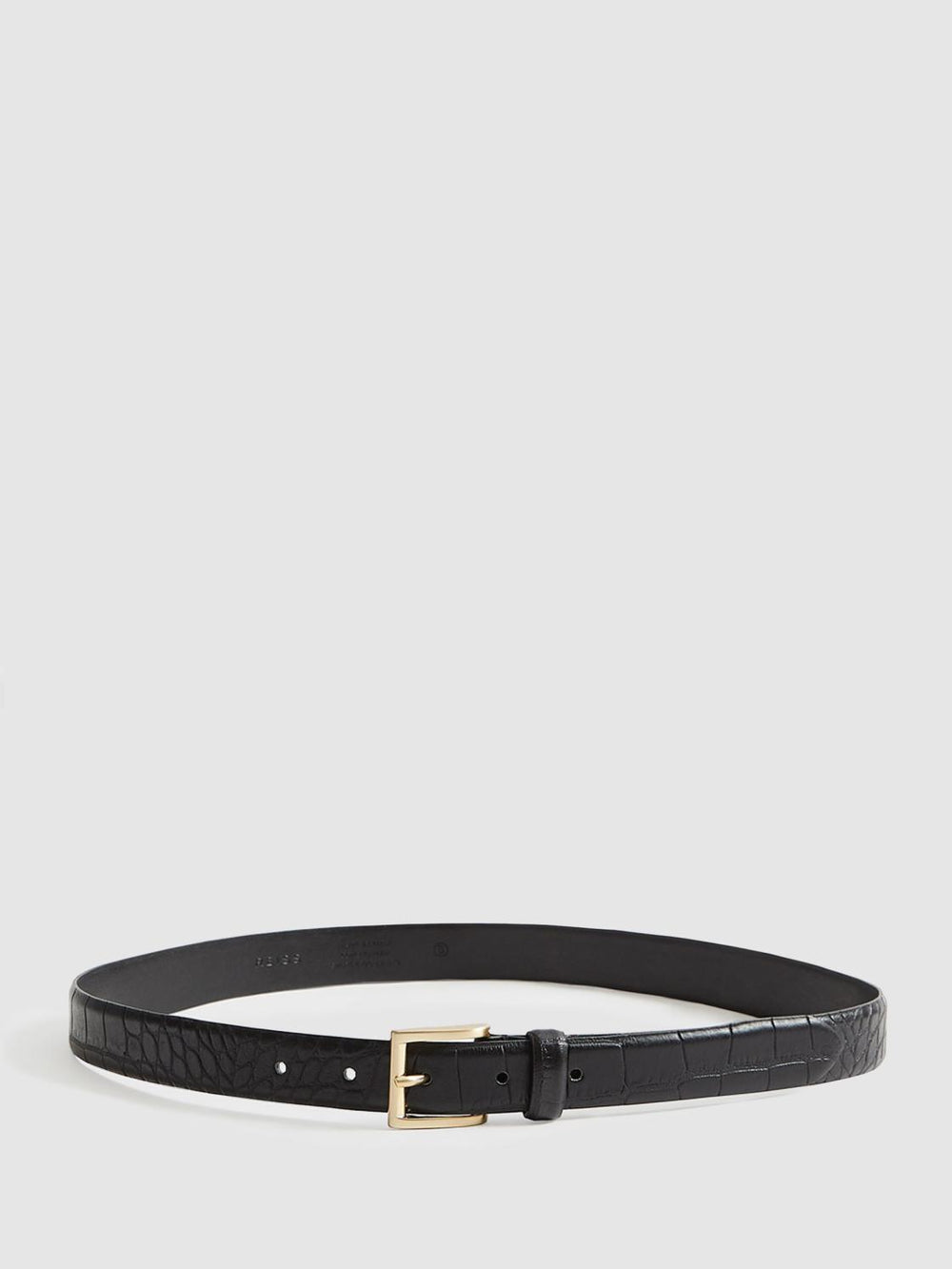 Reiss Belts | Molly Leather Croc Embossed Belt Black - Women