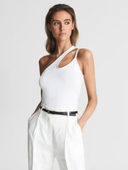 Reiss Belts | Molly Mini Leather Croc Embossed Mini Belt Black - Women