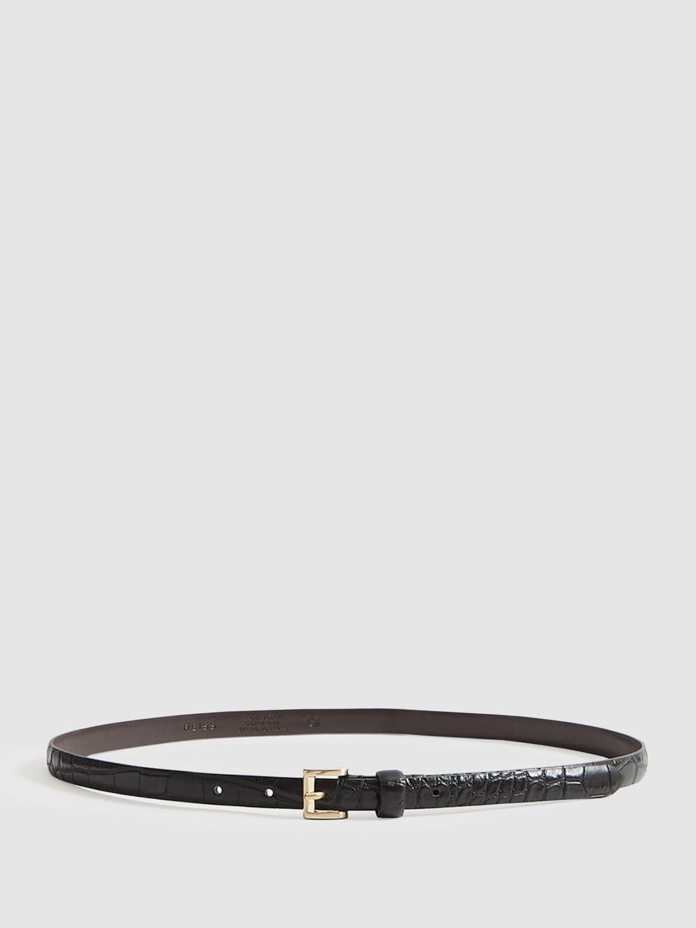 Reiss Belts | Molly Mini Leather Croc Embossed Mini Belt Black - Women