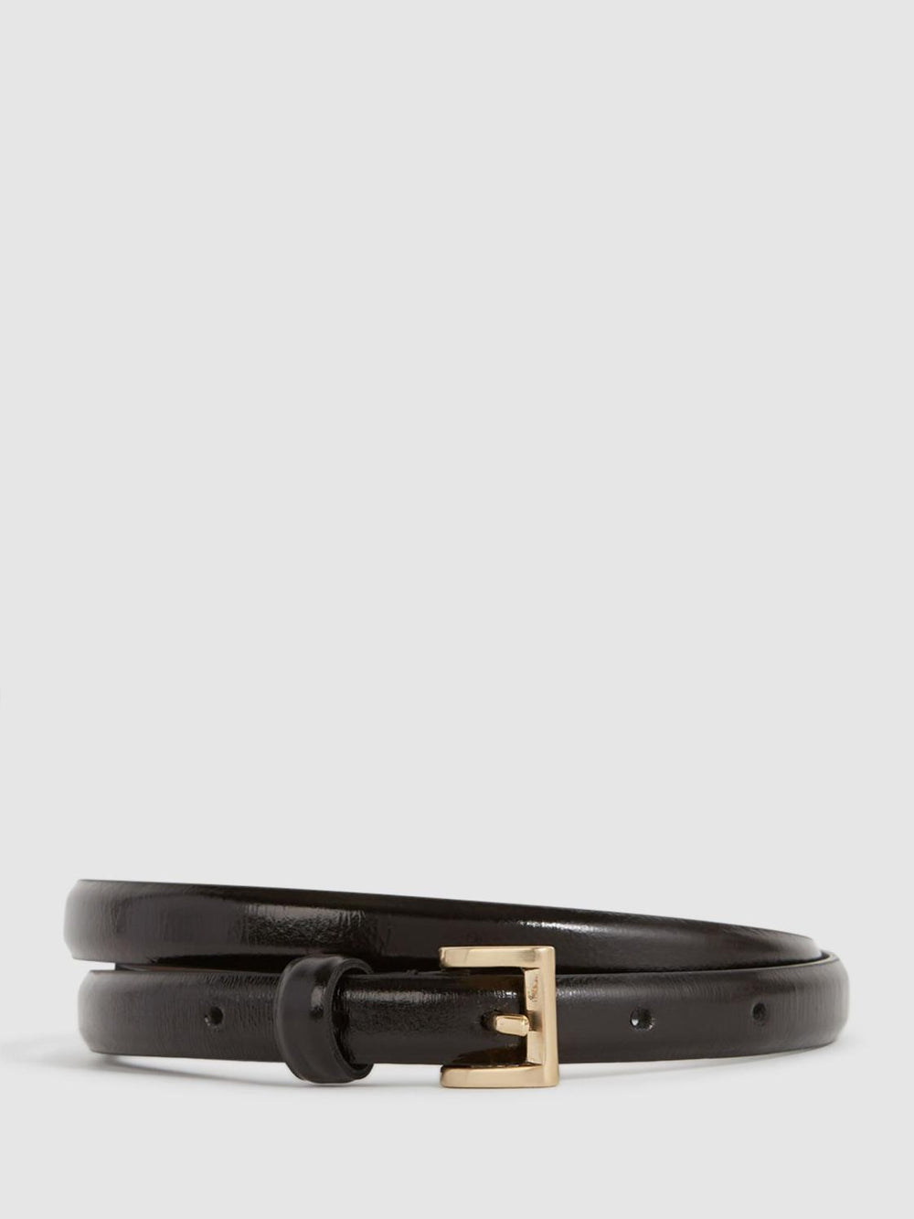 Reiss Belts | Molly Mini Leather Croc Embossed Mini Belt Black - Women