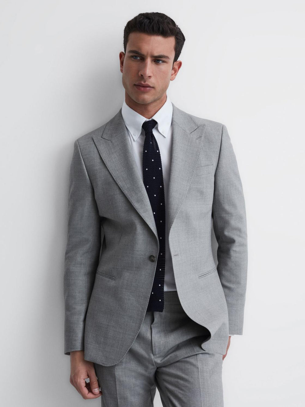 Reiss Blazers | Arrow Slim Fit Single Breasted Wool Blend Blazer Soft Grey - Men