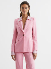 Reiss Blazers | Blair Single Breasted Wool Blend Blazer Pink - Women