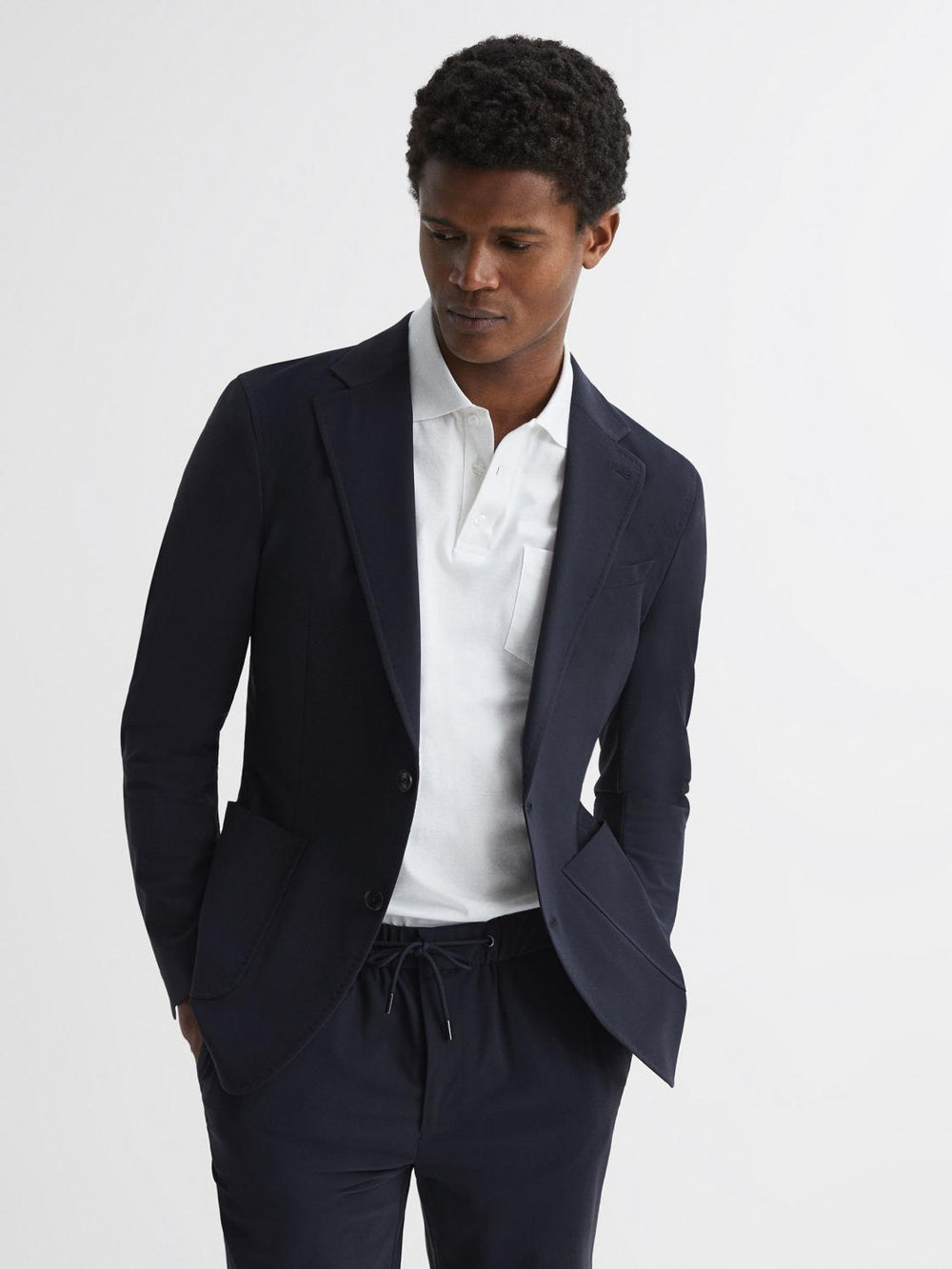 Reiss Blazers | Flip Slim Fit Single Breasted Blazer Navy - Men
