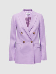 Reiss Blazers | Hollie Double Breasted Linen Blazer Lilac - Women
