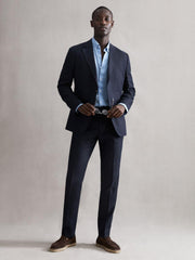 Reiss Blazers | Kin Slim Fit Single Breasted Linen Blazer Airforce Blue - Men