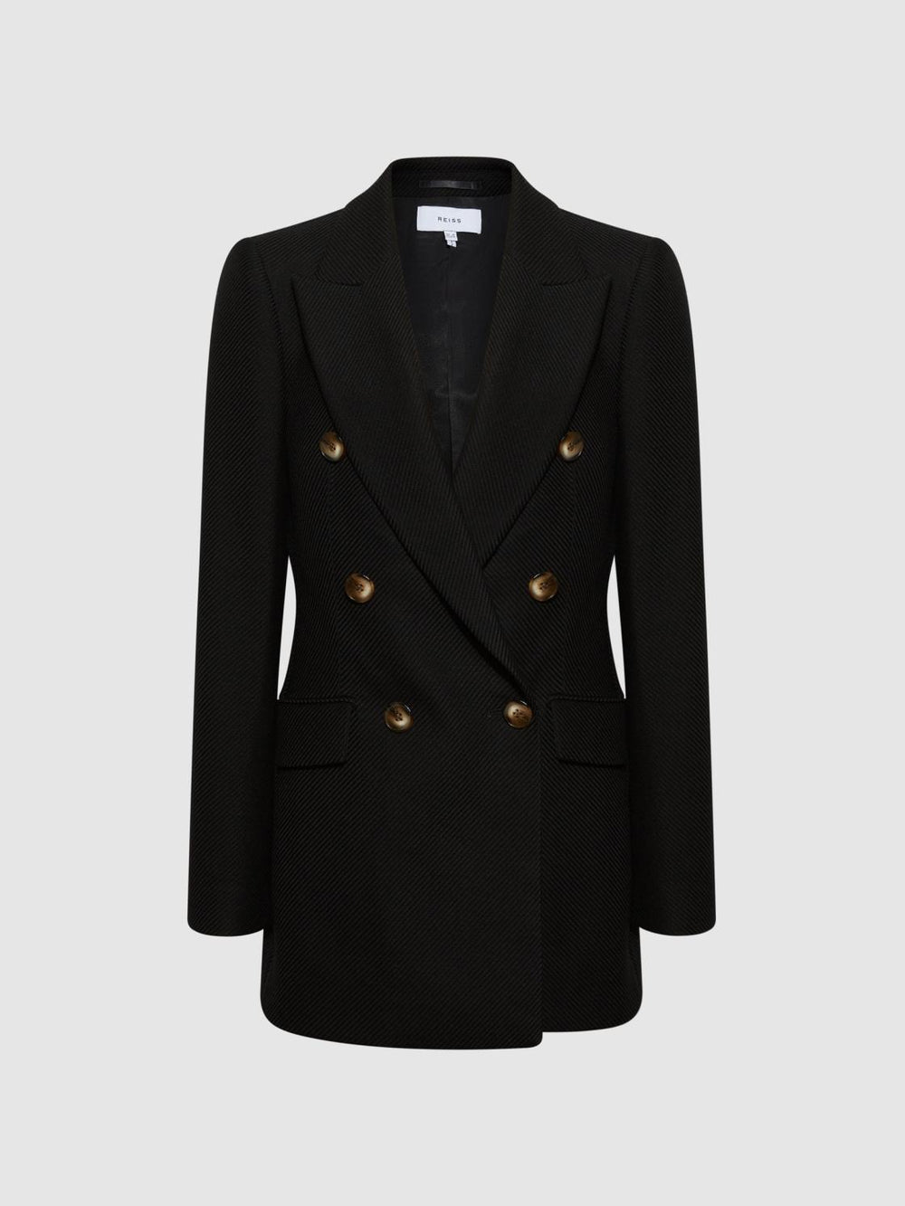 Reiss Blazers | Laura Double Breasted Twill Blazer Black - Women