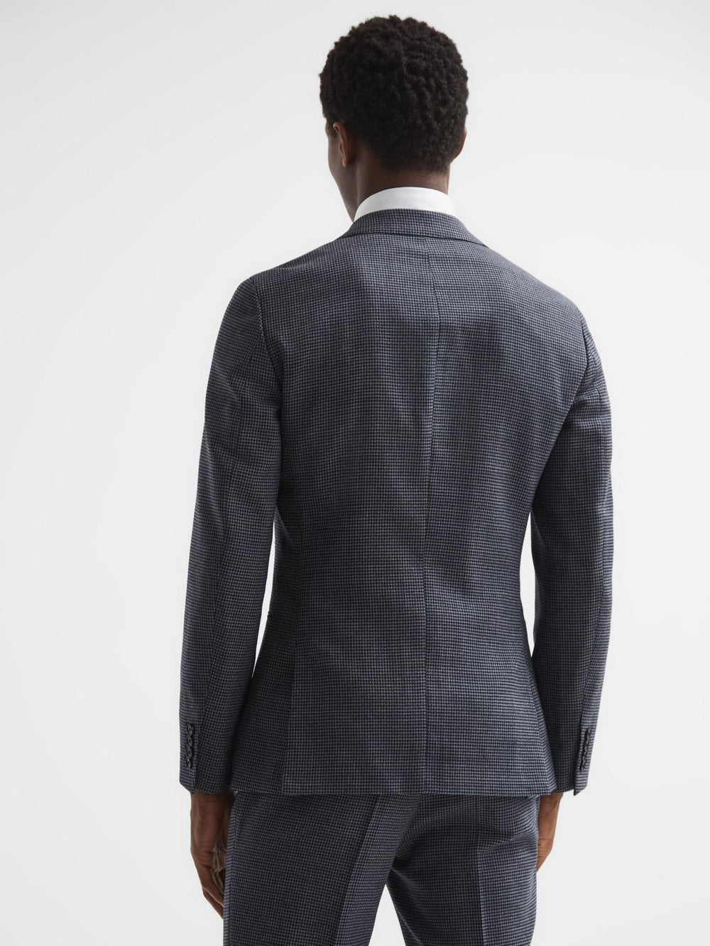 Reiss Blazers | Leadenhall Single Breasted Dogtooth Blazer Navy - Men