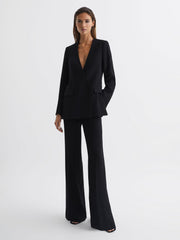 Reiss Blazers | Margeaux Collarless Double-Breasted Blazer Black - Women
