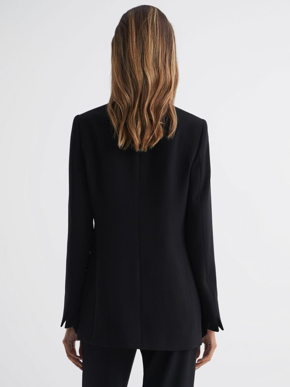 Reiss Blazers | Margeaux Collarless Double-Breasted Blazer Black - Women