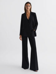 Reiss Blazers | Margeaux Collarless Double-Breasted Blazer Black - Women