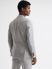 Reiss Blazers | Matinee Single Breasted Prince Of Wales Check Blazer Grey - Men