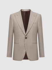 Reiss Blazers | Pew Slim Fit Wool Single Breasted Puppytooth Blazer Brown - Men