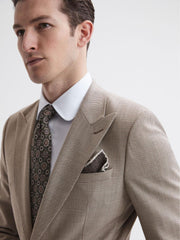 Reiss Blazers | Pew Slim Fit Wool Single Breasted Puppytooth Blazer Brown - Men