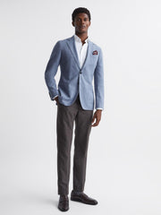 Reiss Blazers | Ravenswood Single Breasted Patch Pocket Blazer Soft Blue - Men