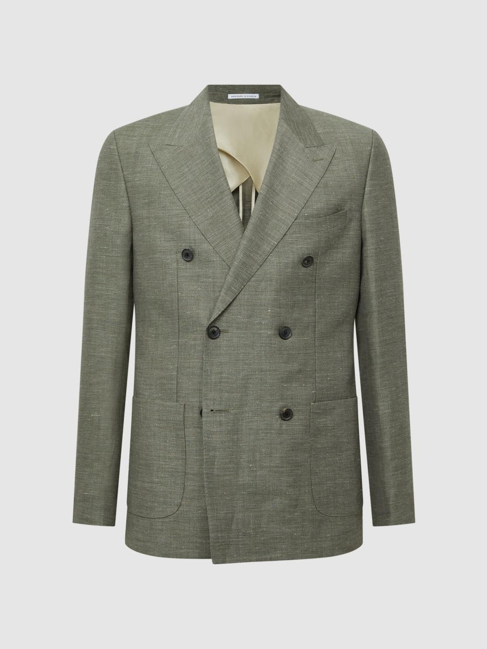 Reiss Blazers | Riva Slim Fit Double Breasted Wool-Linen Blazer Sage - Men