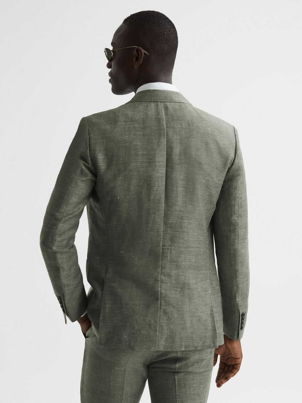 Reiss Blazers | Riva Slim Fit Double Breasted Wool-Linen Blazer Sage - Men
