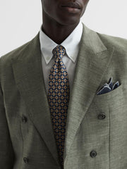 Reiss Blazers | Riva Slim Fit Double Breasted Wool-Linen Blazer Sage - Men