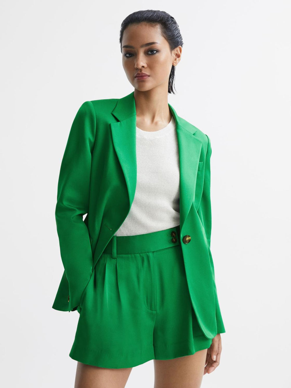 Reiss Blazers | Sofie Tailored Single Breasted Blazer Green - Women