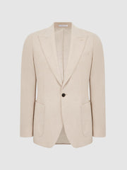 Reiss Blazers | Tella Slim Fit Single Breasted Brushed Wool Blazer Stone - Men
