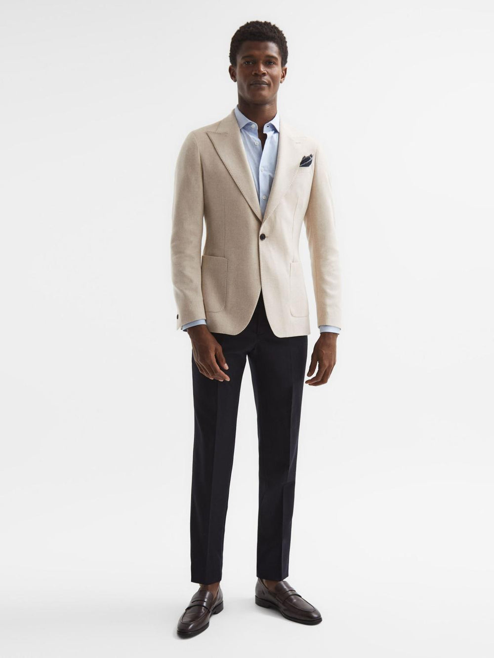 Reiss Blazers | Tella Slim Fit Single Breasted Brushed Wool Blazer Stone - Men