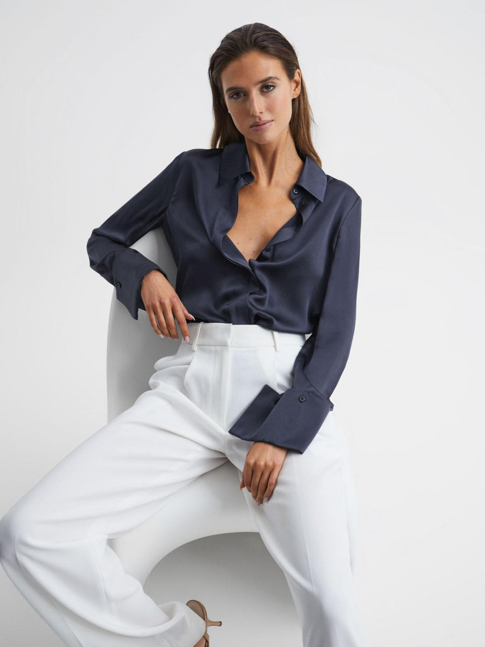 Reiss Blouses & Shirts | Hailey Silk Shirt Navy - Women