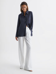 Reiss Blouses & Shirts | Hailey Silk Shirt Navy - Women