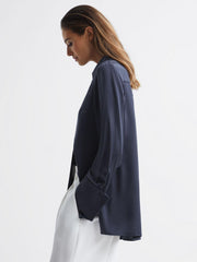 Reiss Blouses & Shirts | Hailey Silk Shirt Navy - Women