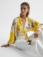 Reiss Blouses & Shirts | Odette Floral Print Cropped Blouse Yellow - Women