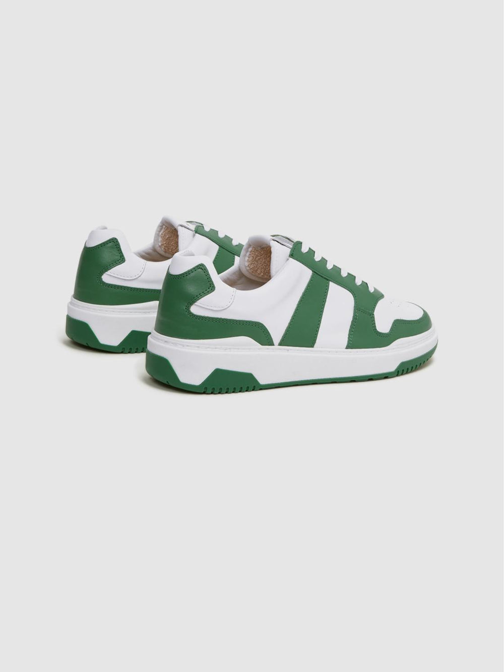 Reiss Casual Shoes | Arlo Low Top Leather Trainers Green - Men