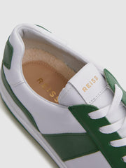 Reiss Casual Shoes | Arlo Low Top Leather Trainers Green - Men