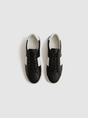 Reiss Casual Shoes | Finley Stripe Leather Trainers Black - Men