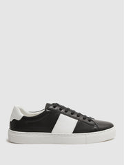 Reiss Casual Shoes | Finley Stripe Leather Trainers Black - Men